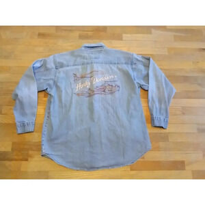 Harley Davidson Road Hog Denim Jean Jacket Size 2XL XXL Embroidered